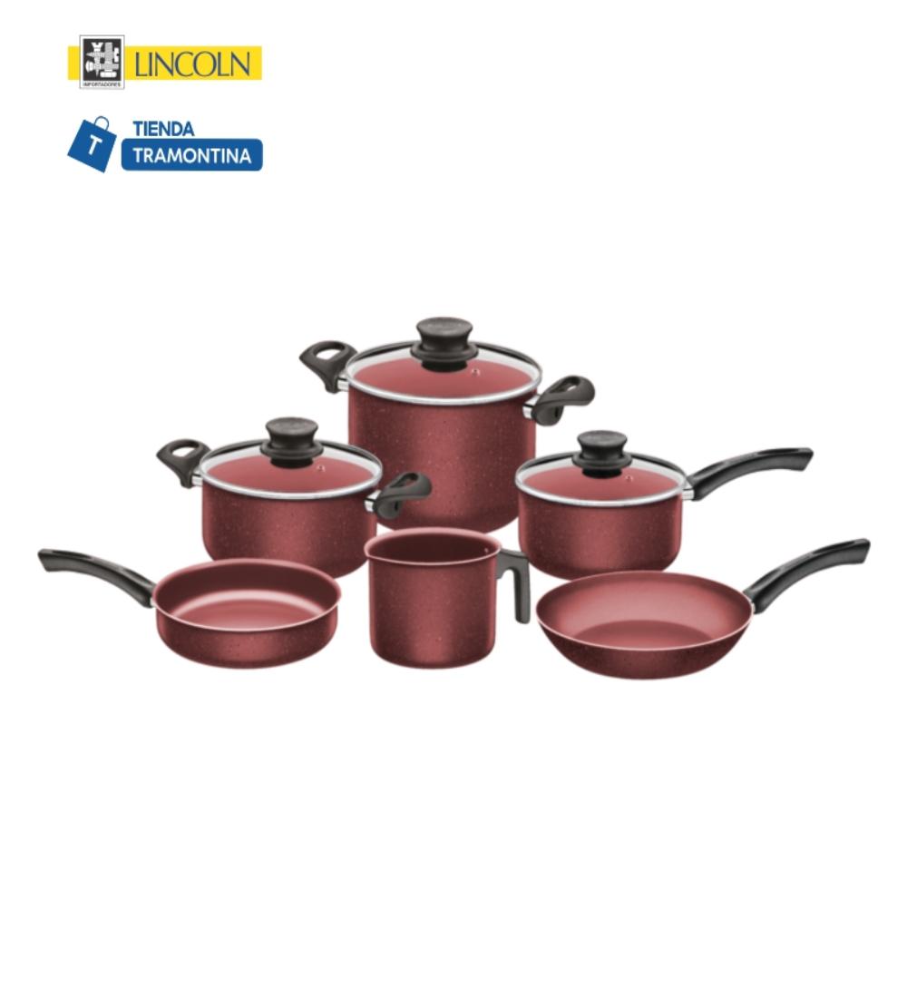 BATERIA PARIS  Tramontina Roja 9piezas 998